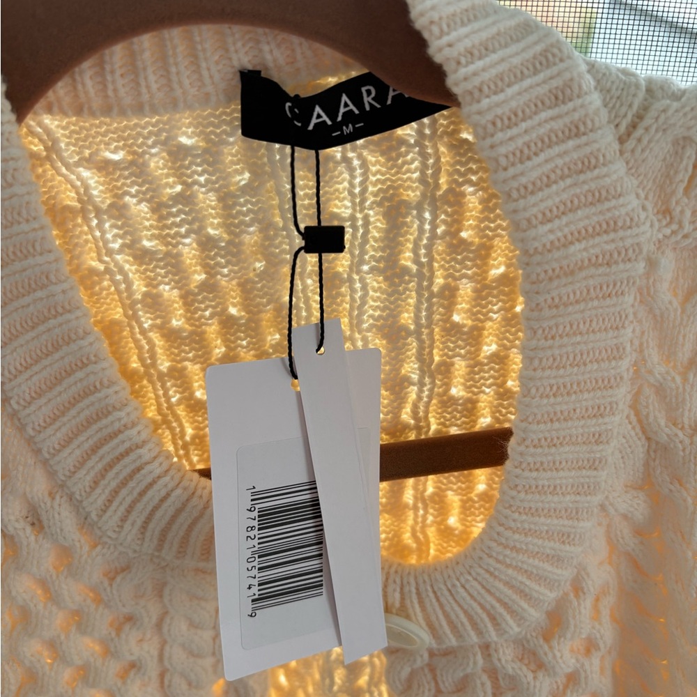 Cable Knit Cream Cardigan Sweater - Picture 3 of 3